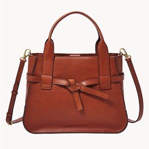 Fossil Willow Satchel Brown Elegant New
